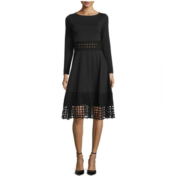Lela Rose Crochet Hem Fit and Flare Dress Size 4 - Picture 1 of 14
